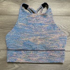 Lululemon Energy Bra High Neck Long Line Medium Support B–D Cup Teal Blue Size 4